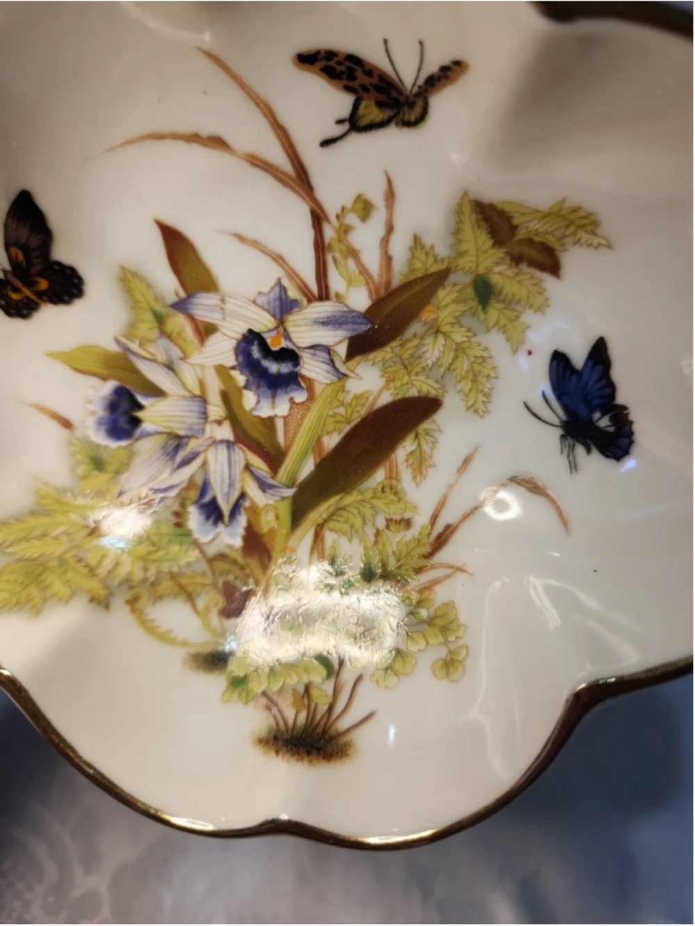 Butterfly Themed Trinket Tray, Toyo Tropical Orchid By Magie, Japan